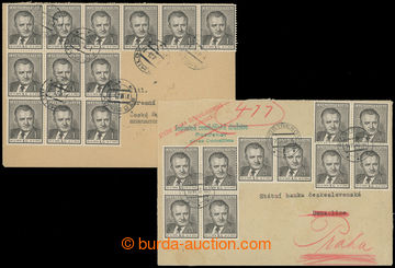 207457 - 1953 POŠTOVNÉ 30 Kčs / dva dopisy s vícenásobnými fran