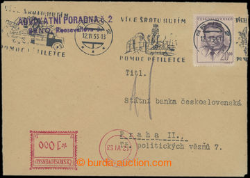 207516 - 1953 OTISKY VÝPLATNÍCH STROJŮ / dopis vyplacený zn. v ho