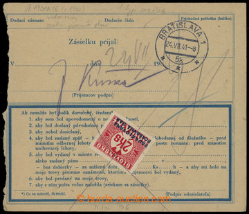 207521 - 1941 parcel card from mailing food (ořechy) to Bratislava, 