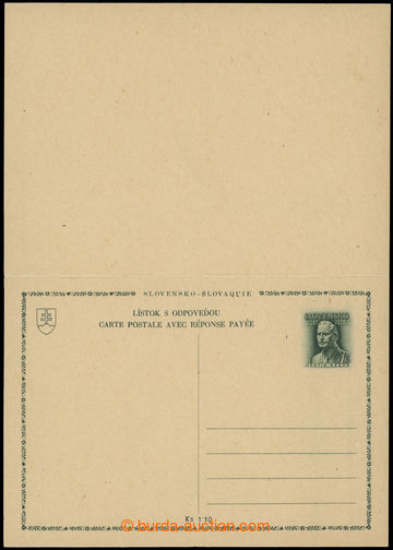 207527 - 1944 CDV14, Rázus 1+1 Ks, zelený dvojitý poštovní líst