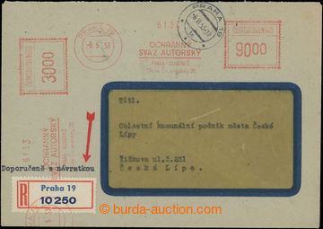207549 - 1953 OTISKY VÝPLATNÍCH STROJŮ / Reg letter with return re