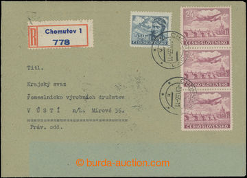 207610 - 1953 LETECKÉ FRANKATURY / R-dopis, poštovné 80Kčs, smí