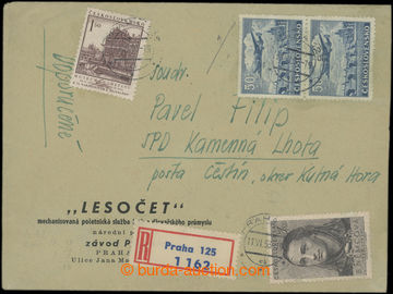 207612 - 1953 LETECKÉ FRANKATURY / R-dopis nad 20g, poštovné 110K