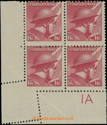 207685 - 1945 Pof.395VV, London-issue 1CZK  carmine, LL corner blk-of