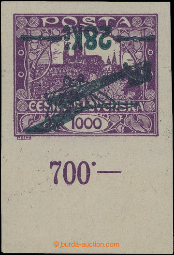 207763 -  Pof.L3Pp, I. provisional air mail stmp. 28Kč/1000h violet,