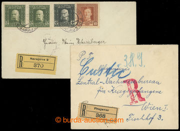 207841 - 1917-1918 sestava 2 R-dopisů s smíšenými frankaturami FJ