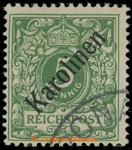 207843 - 1899 CAROLINE ISLANDS  Mi.2I, Coat of arms opal green, overp