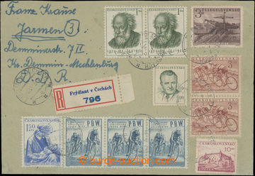 207906 - 1953 DOPIS DO CIZINY / R-dopis do NDR, poštovné 130Kčs, b