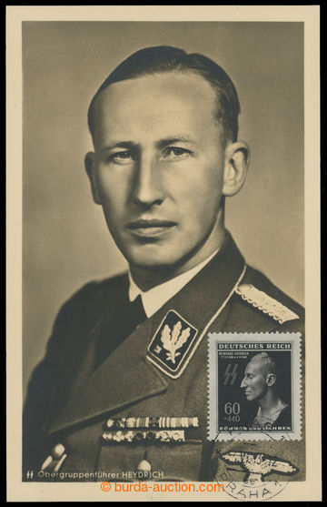 207928 - 1943 Pof.111, fotopohlednice Heydrich s vylepenou zn. k 1. v