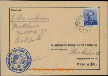 207934 - 1953 NOVÁ MĚNA / firemní lístek vyfr. zn. 30h A.Z., Pof.