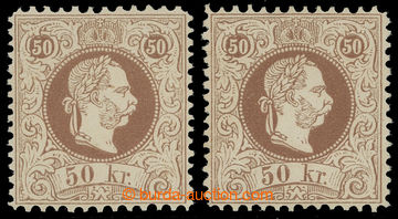 208409 - 1867 Ferch.41II, 2x FJ I. 50Kr jemný tisk, 2 odstíny, obě