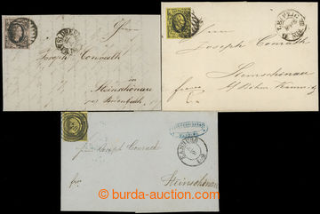 208436 - 1852-1853 sestava 3 kusů skládaných dopisů, z toho 2x Sa