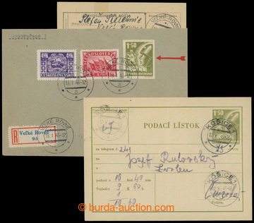 208458 - 1945-1946 Reg letter franked with. i.a. cut-square from Koš