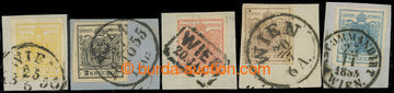 208477 - 1850 Ferch.1-5, série Znak 1Kr-9Kr; různé typy papíry a 