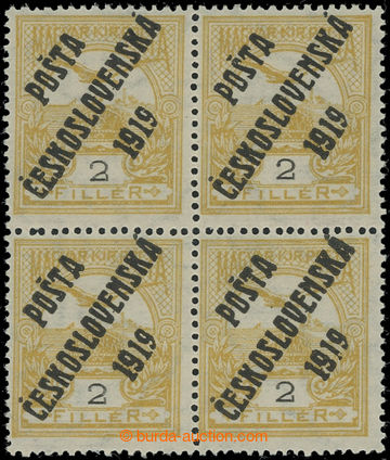 208550 -  Pof.90, 2h yellow / black as blk-of-4, II. types; intaktní