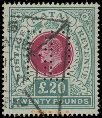 208742 - 1902 SG.145b, Edward VII. £20 green / carmine with perf