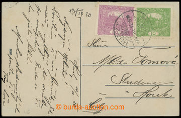 208774 - 1920 HUST / KHUST  postcard to Bohemia, with Hradčany 30h v