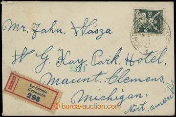 208785 - 1921 SEREDNÉ  R-dopis zaslaný do USA, vyfr. zn. OR 250h ze