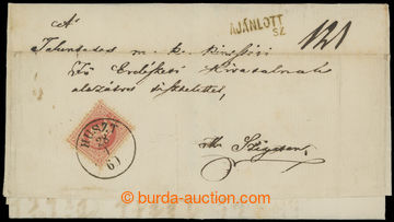208820 - 1869 HUSZT  VI. issue, Reg letter franked on front side by s