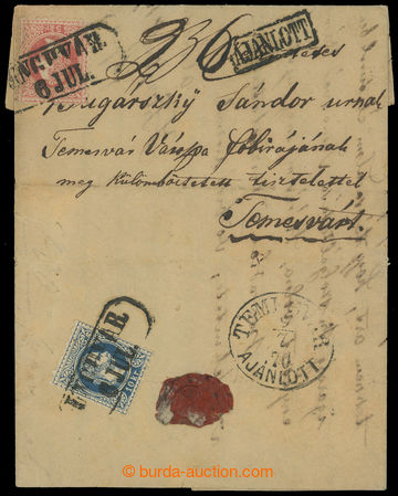 208830 - 1870 UNGVÁR VI. issue, Reg letter to Timişoara, franked on