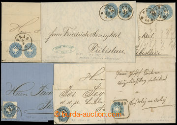 209102 - 1863-1864 sestava 6ks skládaných dopisů vyfr. zn. V. emis
