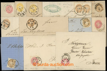 209105 - 1863-1864 sestava 12ks skládaných dopisů vyfr. zn. V. emi