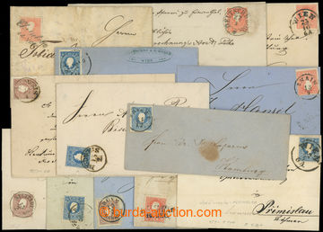 209107 - 1858 selection of 13 folded letters with The 2nd issue, 5x w