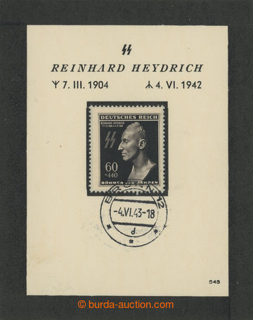 209141 - 1943 1. anniv of death R. Heydrich - small/rare first day sh