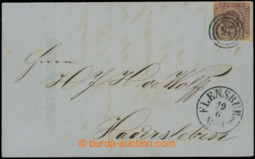 209144 - 1851 letter with Denmark Mi.1 from FLENSBURG 16/9 1853, nume