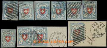 209310 - 1851 Mi.9II, RYAYON II 5Rp, 7 single stamps + pair (!) and s