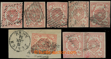 209313 - 1852 Mi.12, RYAYON III 15Rp, 5 single stamps + pair (!) and 
