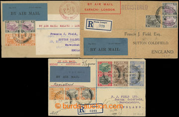 209354 - 1928-1931 sestava 3 dopisů vyfr. zn. Malajský tygr , mj. 3