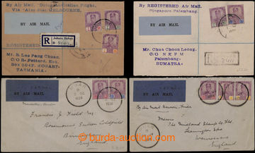 209356 - 1928-1931 selection of 4 letters with stamps Sultan Ibrahim 