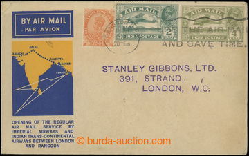 209358 - 1933 airmail letter with George V. 1929, 1. FLIGHT RANGOON (
