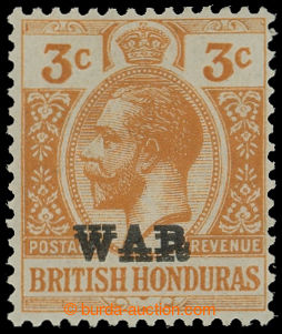 209411 - 1916 SG.118a, George V. 3C orange with DOUBLE OVERPRINT WAR;