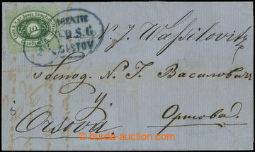 209413 - 1866 DDSG, Ferch.3I, 10Kr green, CDS SISTOV on letter to Ors