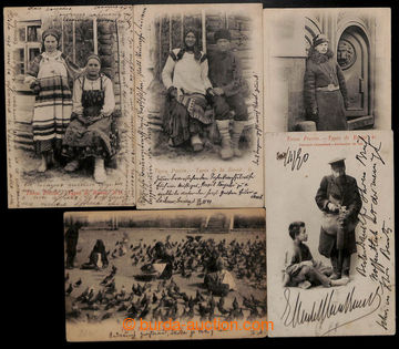 209475 - 1899-1903 RUSKÉ TYPY  sestava 5ks prošlých pohlednic, DA;
