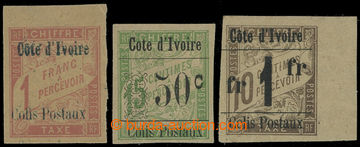 209504 - 1903 Yv.4, 5, 8, selection of 3 overprint imperforated stamp