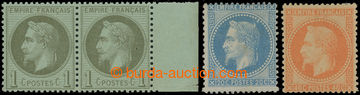 209506 - 1862 Mi.24(2x),28a, 29a, Napoleon III. s věncem, 1C dvoupá