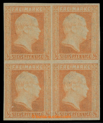 209661 - 1851 Mi.1, Friedrich Vilém IV. ½Sgr/6Pf, 4-blok (!), p
