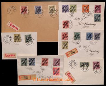 210033 - 1919 comp. of 7 philatelic entires, with Coat of arms, Crown