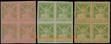 210049 -  PLATE PROOF  Pof.156, 50h green, comp. 3 pcs of various blo