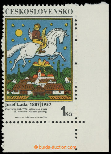 210077 - 1970 Pof.1824 II., Lada 1Kčs dark-blue, type II., corner pi