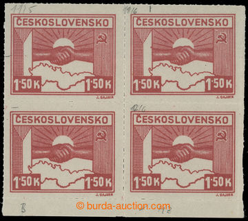 210080 -  Pof.353, value 1,50 Koruna, the bottom marginal block-of-4 