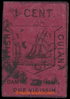 210120 - 1852 SG.9, Tall Ship One Cent Magenta; cancel. DEMERARA; clo