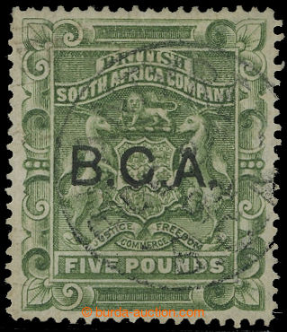 210135 - 1891 BCA SG.16, Coat of arms £5 green, with cancel. BLA