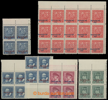 210180 - 1939 Sy.2,4,7,9,12, comp. of 6 corner blocks without plate �