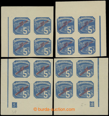 210192 - 1939 Sy.NV2, 5h modrá, kompletní miniatura v rohových 4-b