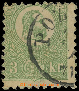 210203 - 1871 Mi.2, Franz Joseph 3 Kreuzer green, lithography, fragme