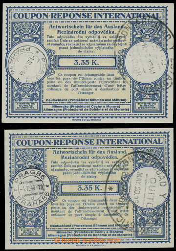 210211 - 1939 CMO2, dvě mezinárodní odpovědky 3.35K, obě šířk